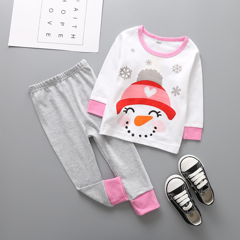 Western Style Child Cotton Christmas Old Man Set Elk Printed Stripes Long-sleeved Clothing
