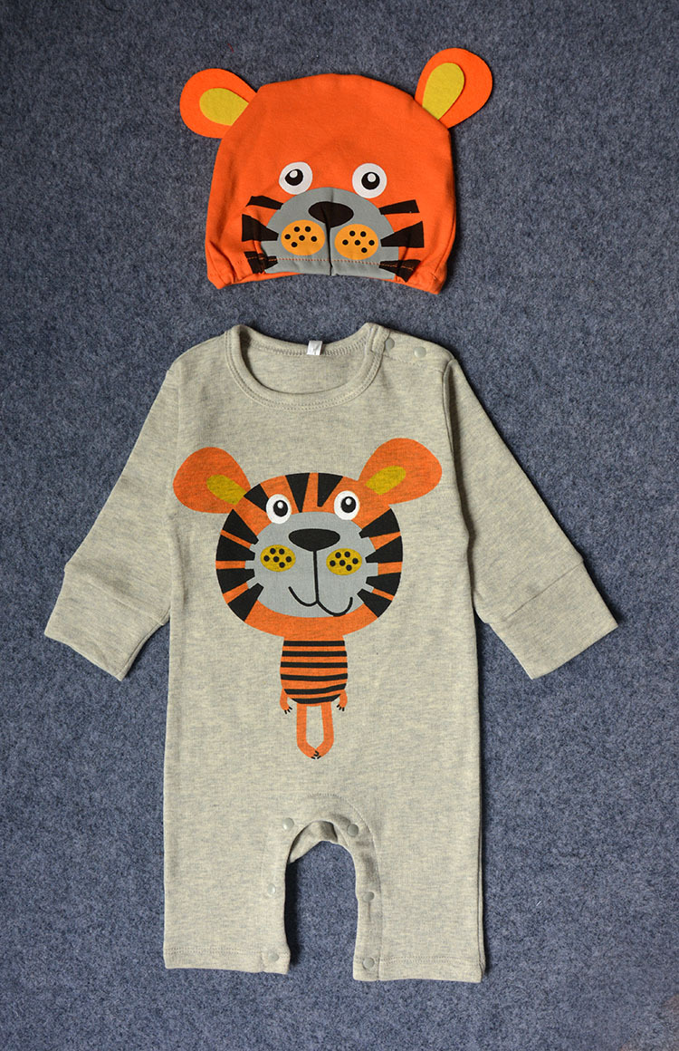 Baby Long Sleeves Romper Cotton Cartoon Animal Tiger Set Siamese Clothing Clothing Children's Wear