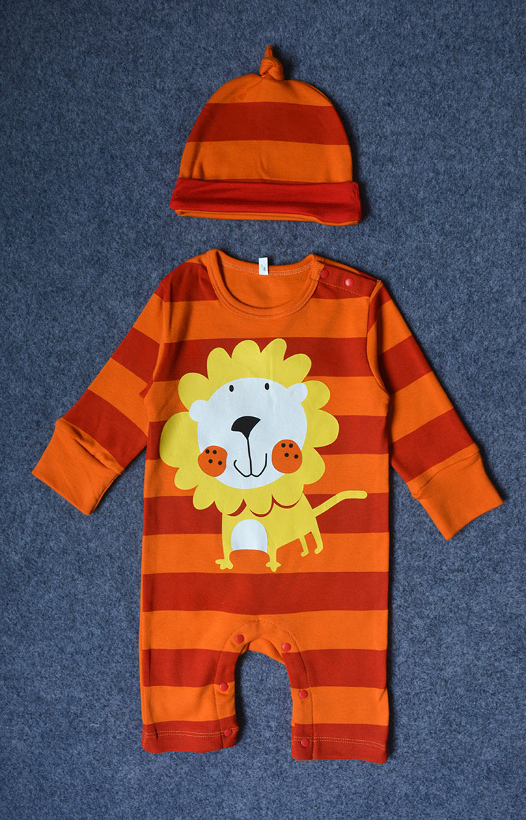 Baby Long Sleeves Romper Cotton Cartoon Animal Tiger Set Siamese Clothing Clothing Children's Wear
