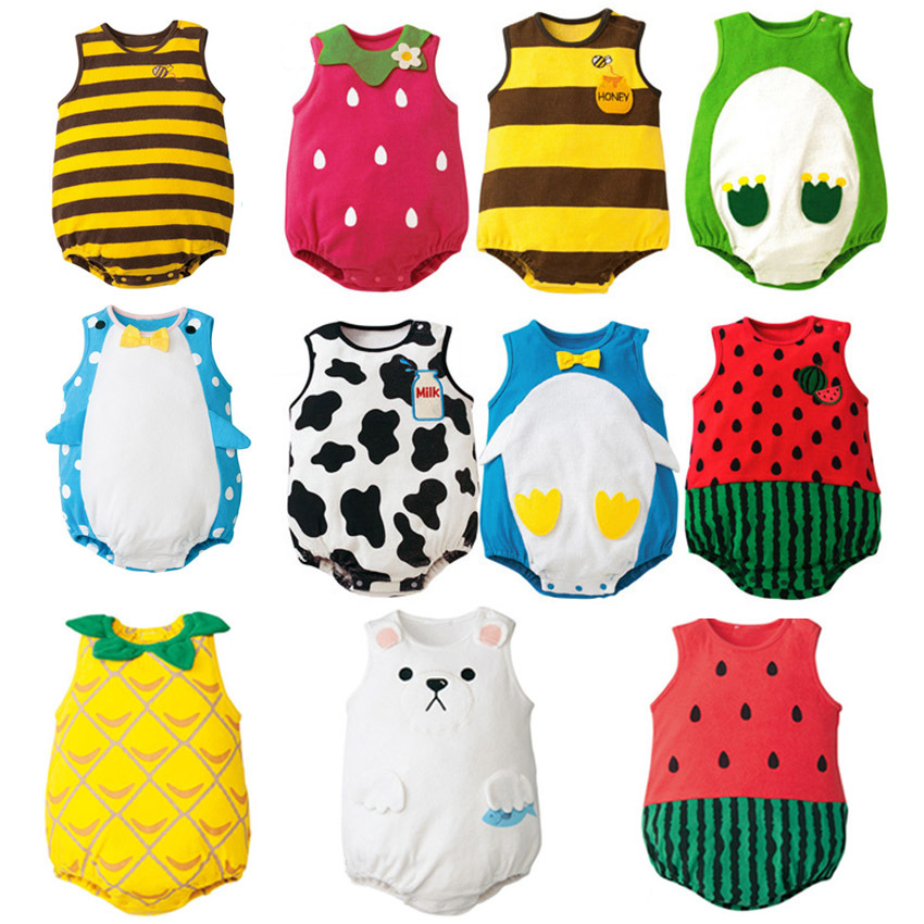 Fashion baby Cartoon Watermelon Triangle Romper Climb Clothes One Body Clothes Child Children's Wear