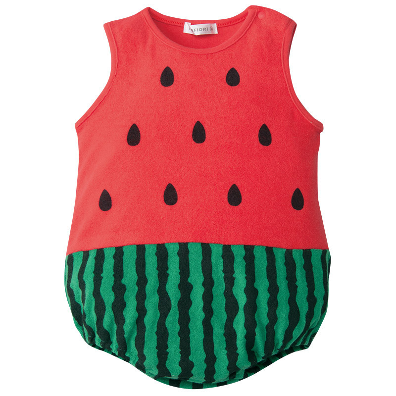 Fashion baby Cartoon Watermelon Triangle Romper Climb Clothes One Body Clothes Child Children's Wear