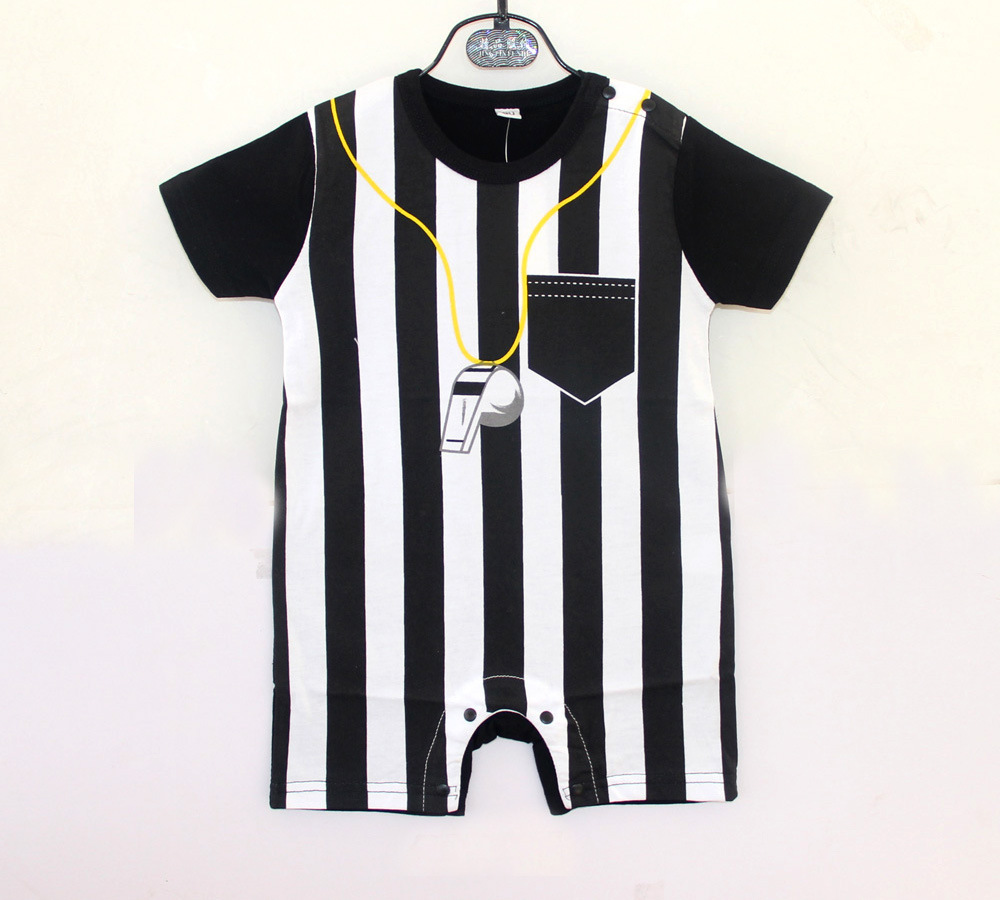 Western Style Baseball Baby Short Sleeve Stripe Printing Jumpsuit Child Clothing