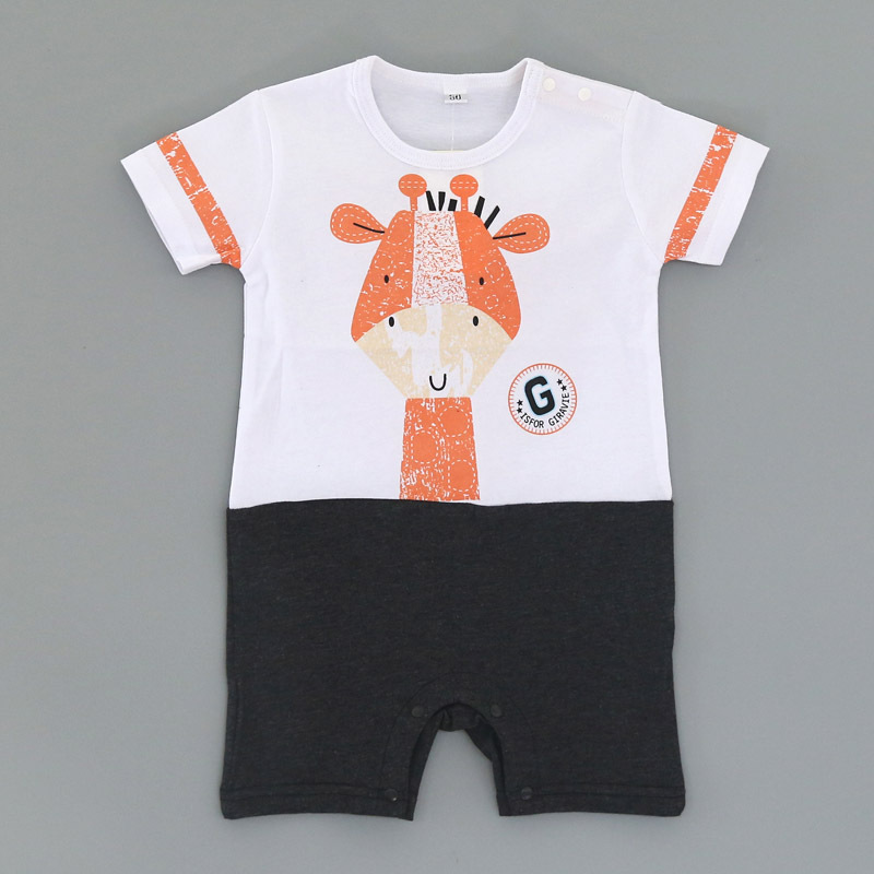 Western Style Baseball Baby Short Sleeve Stripe Printing Jumpsuit Child Clothing