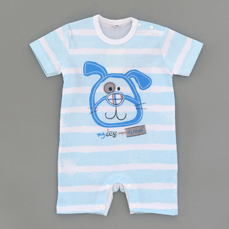 Western Style Baseball Baby Short Sleeve Stripe Printing Jumpsuit Child Clothing