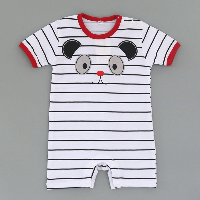 Western Style Baseball Baby Short Sleeve Stripe Printing Jumpsuit Child Clothing