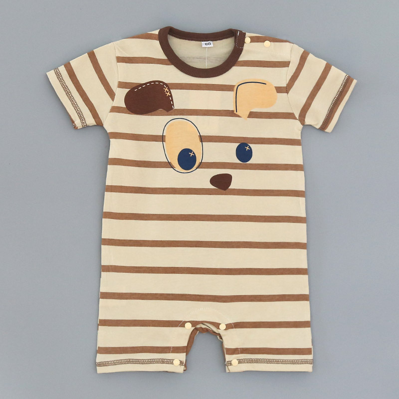 Western Style Baseball Baby Short Sleeve Stripe Printing Jumpsuit Child Clothing