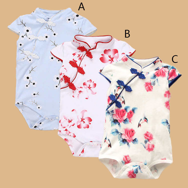 Chinese Style Baby Clothing folk-custom Cheongsam One Body Romper Cotton Baby Clothes