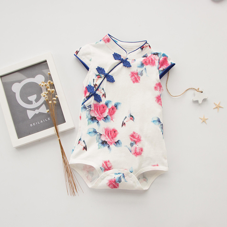 Chinese Style Baby Clothing folk-custom Cheongsam One Body Romper Cotton Baby Clothes