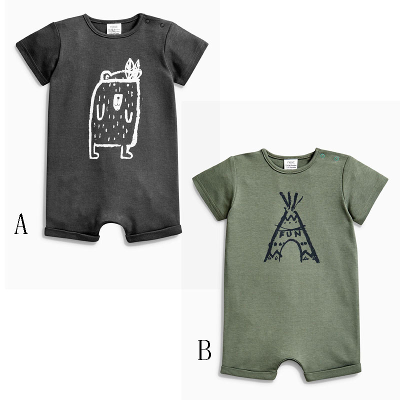 Children's Wear Baby Short Sleeve Romper Cotton Siamese Clothing Western Style Child Clothes