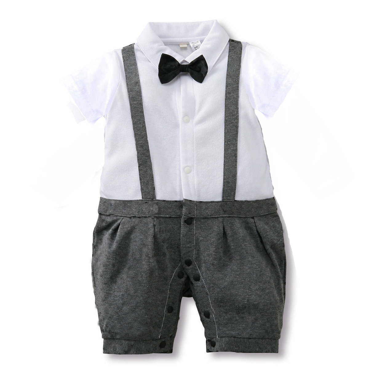 The New Summer Boy Short Sleeve Gentleman Strap Romper Jumpsuit Baby Clothes