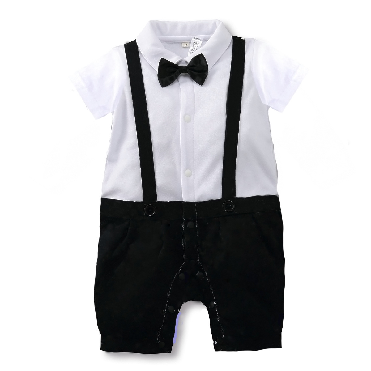 The New Summer Boy Short Sleeve Gentleman Strap Romper Jumpsuit Baby Clothes