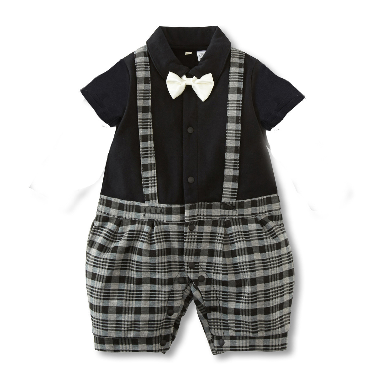 The New Summer Boy Short Sleeve Gentleman Strap Romper Jumpsuit Baby Clothes