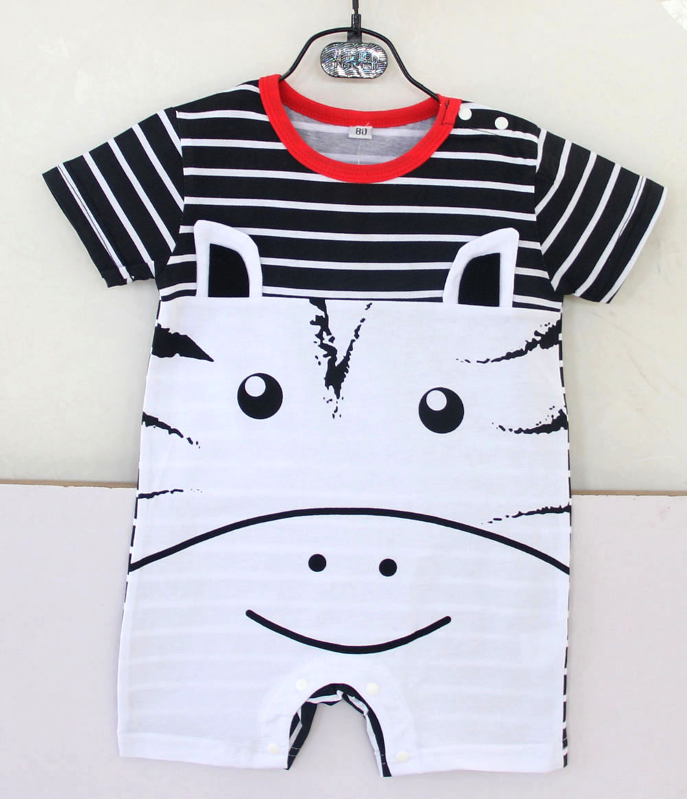 Baby Child Fashion Thin Section Cartoon Short Sleeve Animal Cotton Romper Jumpsuit