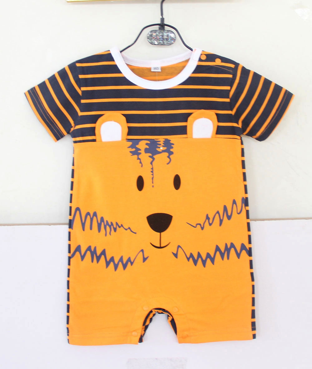 Baby Child Fashion Thin Section Cartoon Short Sleeve Animal Cotton Romper Jumpsuit