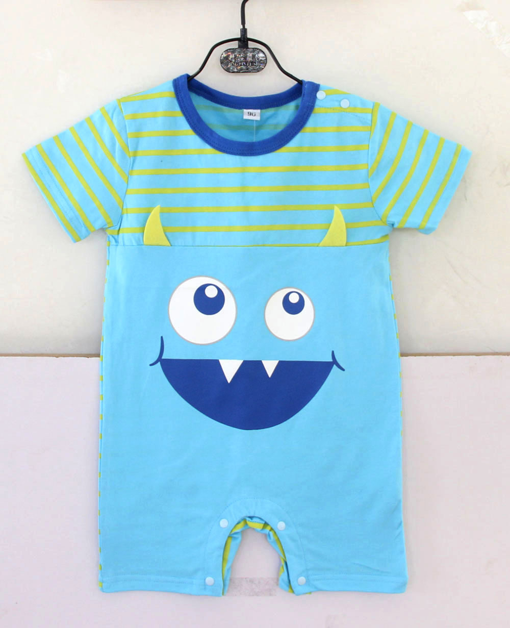 Baby Child Fashion Thin Section Cartoon Short Sleeve Animal Cotton Romper Jumpsuit