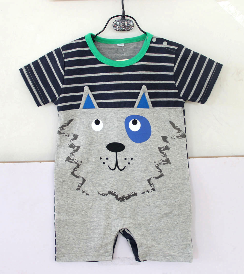 Baby Child Fashion Thin Section Cartoon Short Sleeve Animal Cotton Romper Jumpsuit