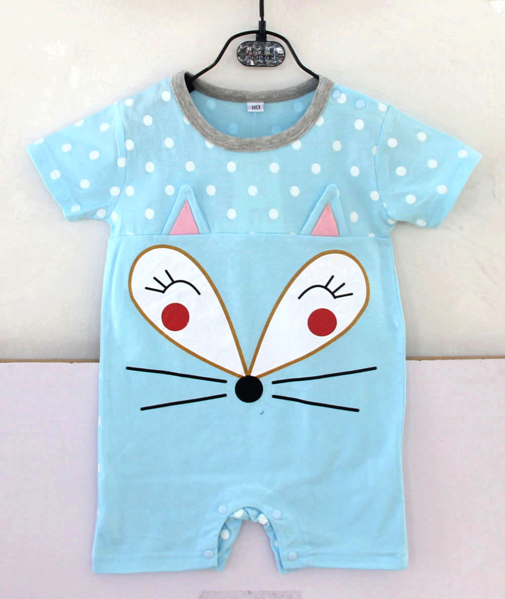 Baby Child Fashion Thin Section Cartoon Short Sleeve Animal Cotton Romper Jumpsuit
