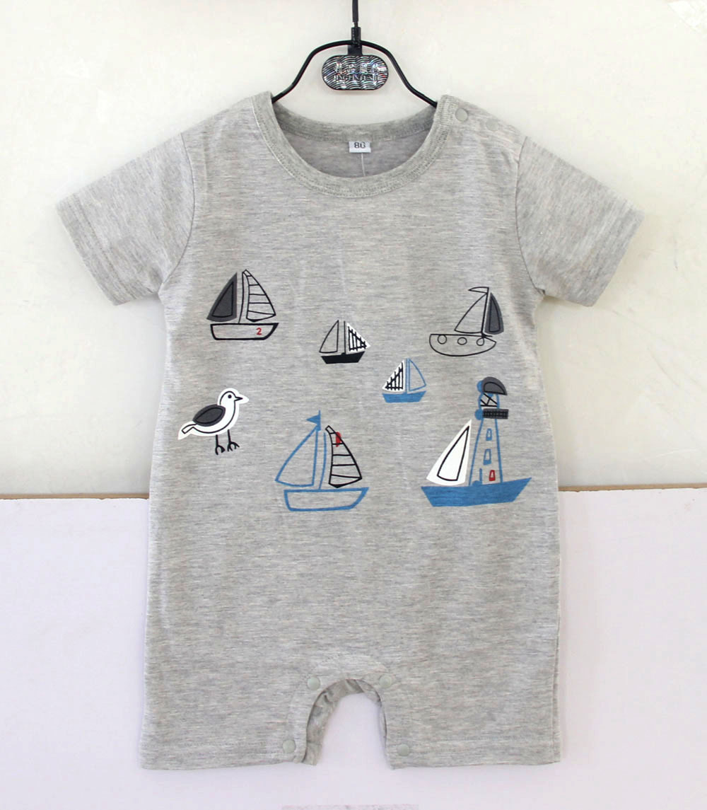 Western Style Child Short Sleeve Cotton Romper Climb Clothes Jumpsuit Trend Clothing