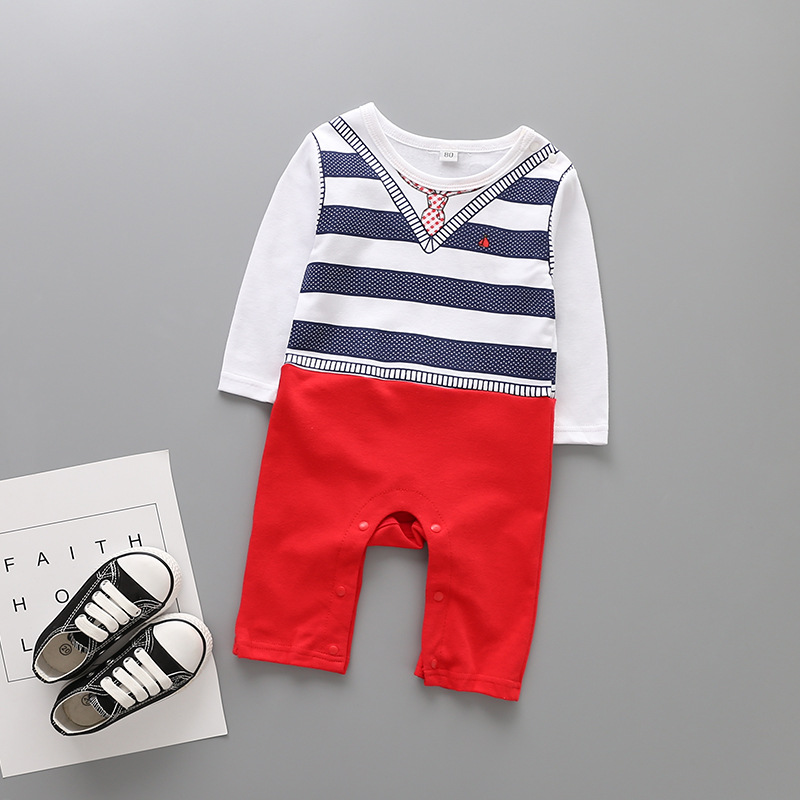 The New Boy Baby Clothing Romper Climb Stripe Jumpsuit Baby Clothing