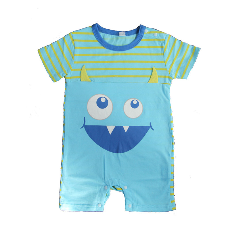 Baby Fashion Thin Section Cartoon Short Sleeve Animal Cotton Romper Baby Jumpsuit