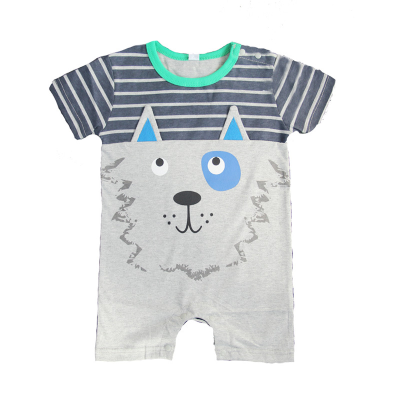 Baby Fashion Thin Section Cartoon Short Sleeve Animal Cotton Romper Baby Jumpsuit