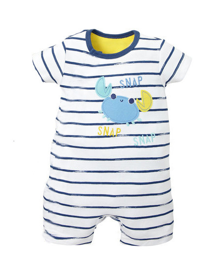 Western Style Child Short Sleeve Cotton Romper Climb Clothes Jumpsuit Stripe Trend Clothing