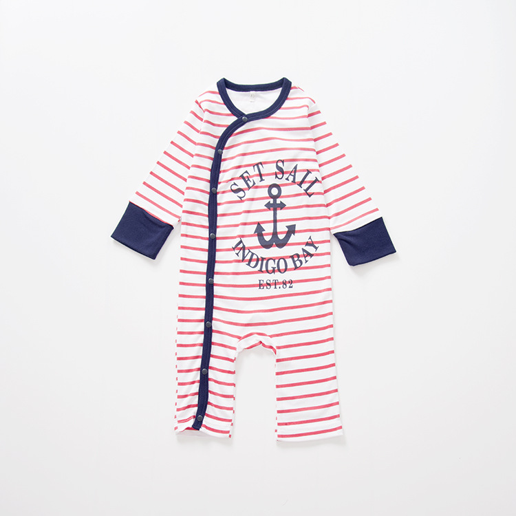 Baby Cotton Long Sleeves Stripe Baby Clothing Romper Western Style Children's Wear Jumpsuit