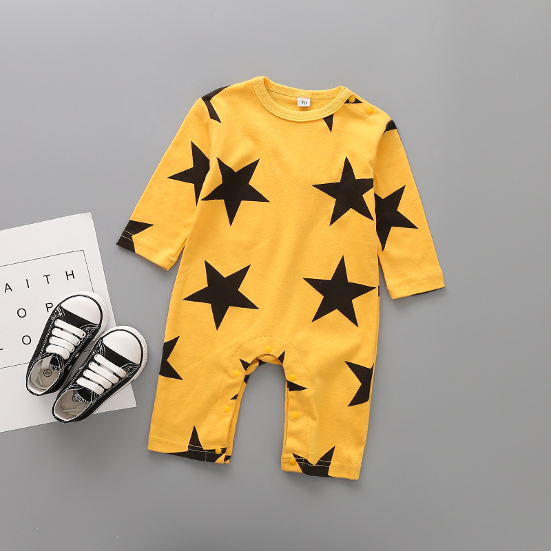 Baby Clothing Romper Climb Clothes Long Sleeves Cotton Jumpsuit Baby Pentagram Printing Apparel