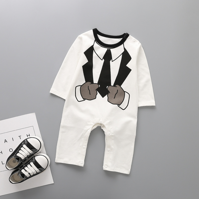 Baby Clothing Romper Long Sleeves Cotton Jumpsuit Gentleman Printing Trend Clothing