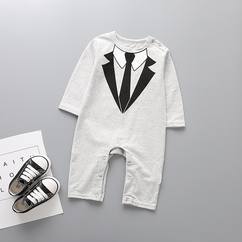 Baby Clothing Romper Long Sleeves Cotton Jumpsuit Gentleman Printing Trend Clothing