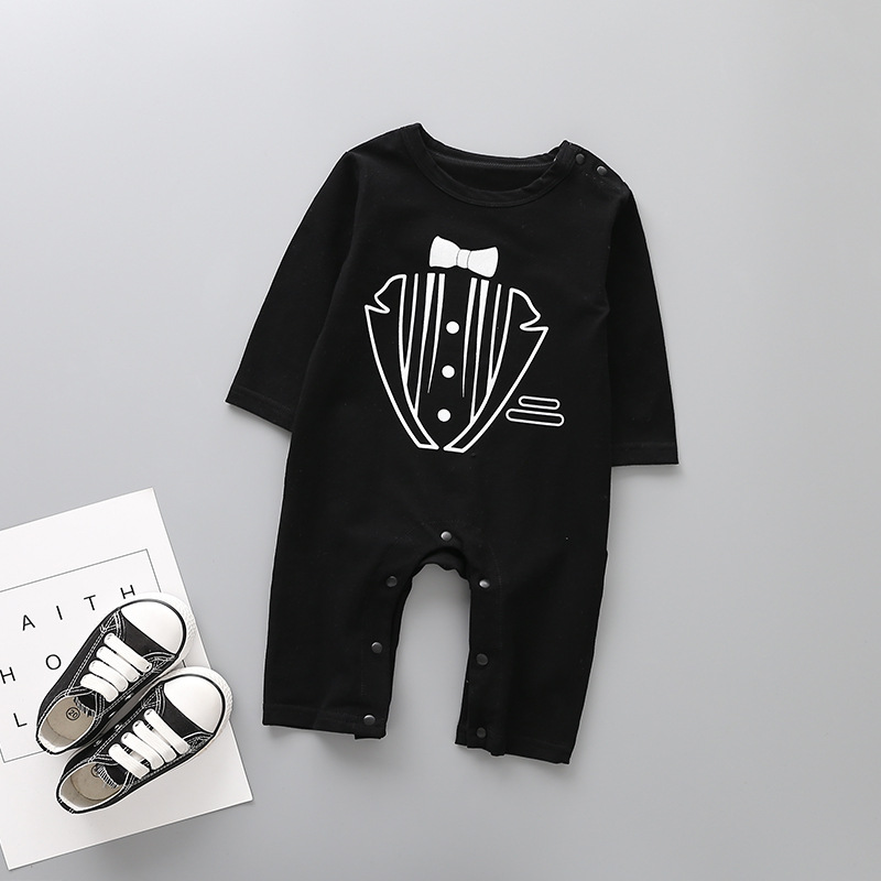 Baby Clothing Romper Long Sleeves Cotton Jumpsuit Gentleman Printing Trend Clothing