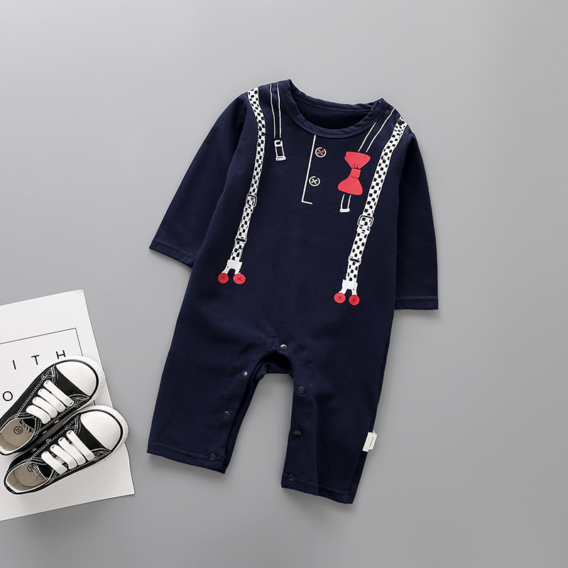 Baby Clothing Romper Long Sleeves Cotton Jumpsuit Gentleman Printing Trend Clothing