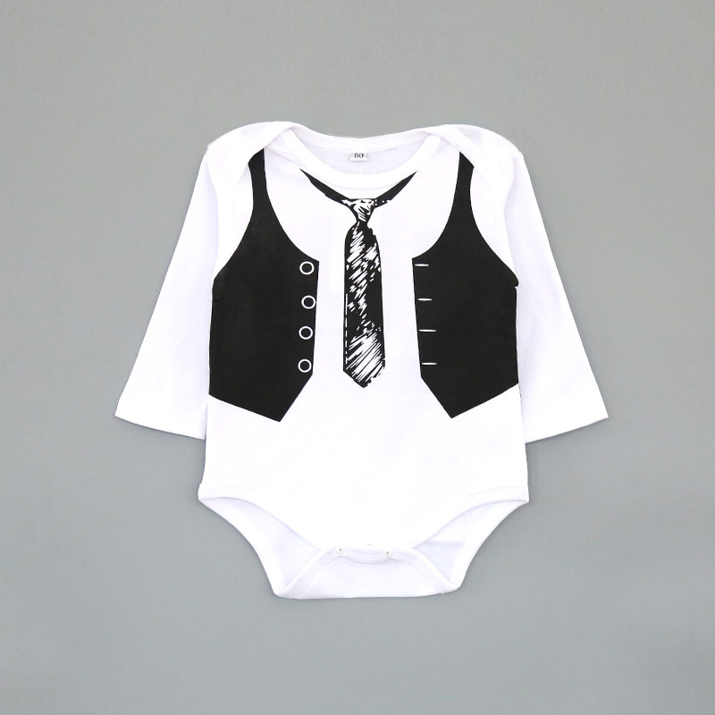 Western Style Cotton baby Gentleman tie Printing Romper Baby Climb Clothes Jumpsuit Children's Wear
