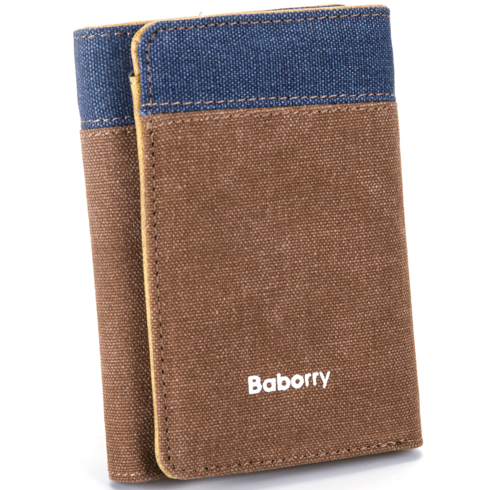 Men The New Card Package Canvas Wallet Student Personality Trend Short Paragraph Wallet