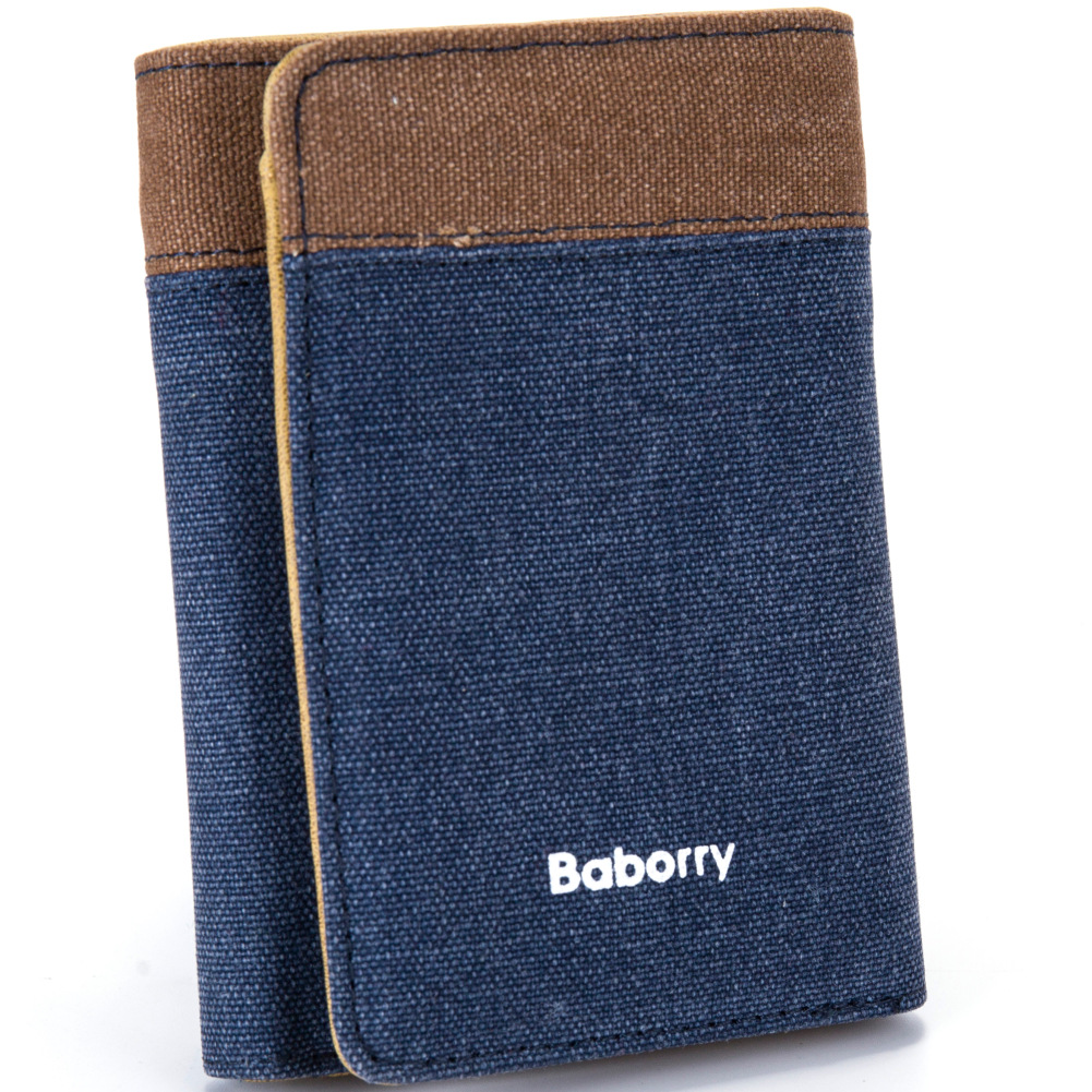 Men The New Card Package Canvas Wallet Student Personality Trend Short Paragraph Wallet