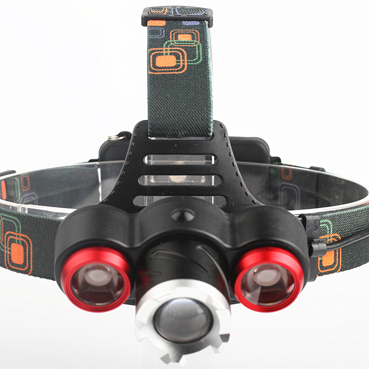 Outdoor Glare Hunt Fishing At Night Zoom Headlamp Led illumination 3 Heads Charge Headlamp