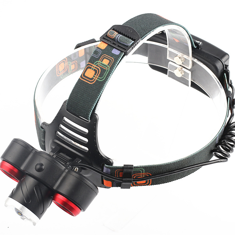 Outdoor Glare Hunt Fishing At Night Zoom Headlamp Led illumination 3 Heads Charge Headlamp