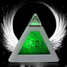 Triangle Colorful Discoloration Alarm Clock Pyramid Led Temperature Display Alarm Clock