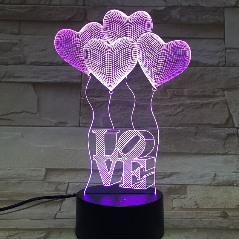 Touch LOVE 3D Lights Colorful Visual Stereo Light Energy Saving Gradient Night Light