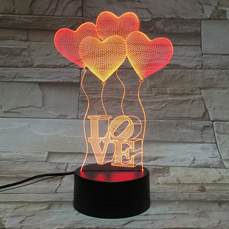 Touch LOVE 3D Lights Colorful Visual Stereo Light Energy Saving Gradient Night Light