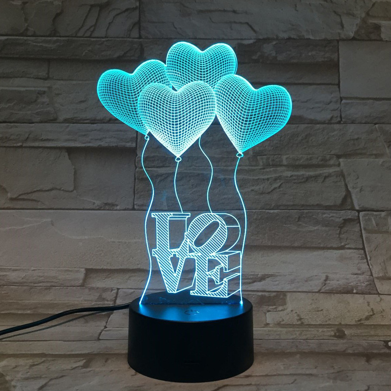 Touch LOVE 3D Lights Colorful Visual Stereo Light Energy Saving Gradient Night Light