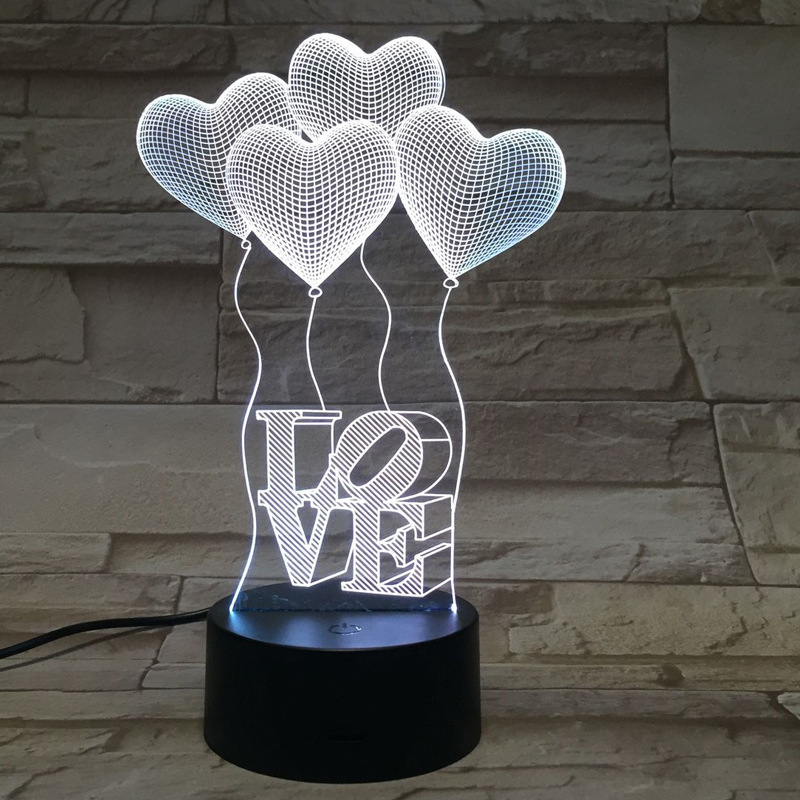 Touch LOVE 3D Lights Colorful Visual Stereo Light Energy Saving Gradient Night Light