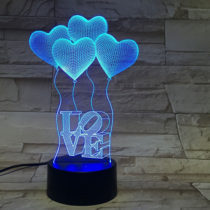 Touch LOVE 3D Lights Colorful Visual Stereo Light Energy Saving Gradient Night Light