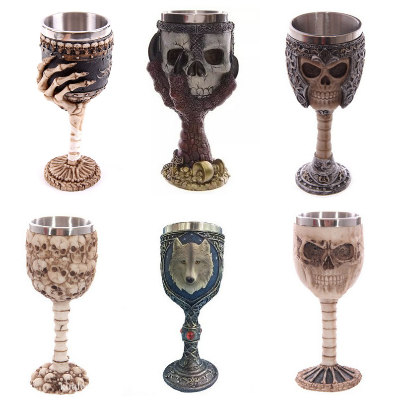 Creative Skull Palm Goblet Beer Glass 3D Three-dimensional Stainless steel Knight Wine Glass