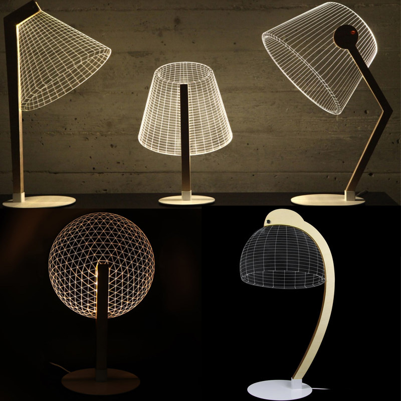 3D Visual Reading Light Woody Bracket Small Table Lamp Three-Dimensional Night light