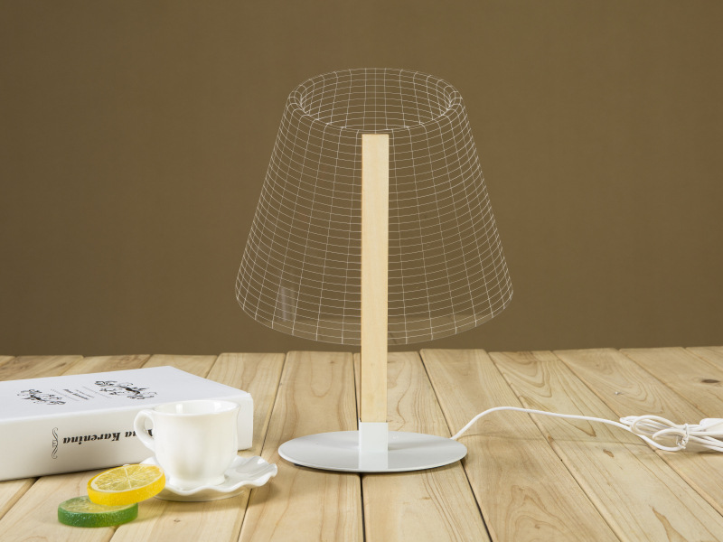 3D Visual Reading Light Woody Bracket Small Table Lamp Three-Dimensional Night light