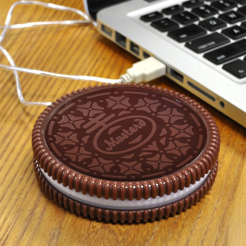 Mustard USB Power Cookies Modeling Coaster Oreo Sandwich Cookies Insulation Coaster