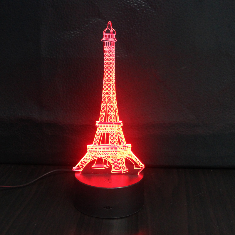 Colorful Eiffel Tower 3D lights Led remote Control Touch Gradient Visual Night light Gift lights