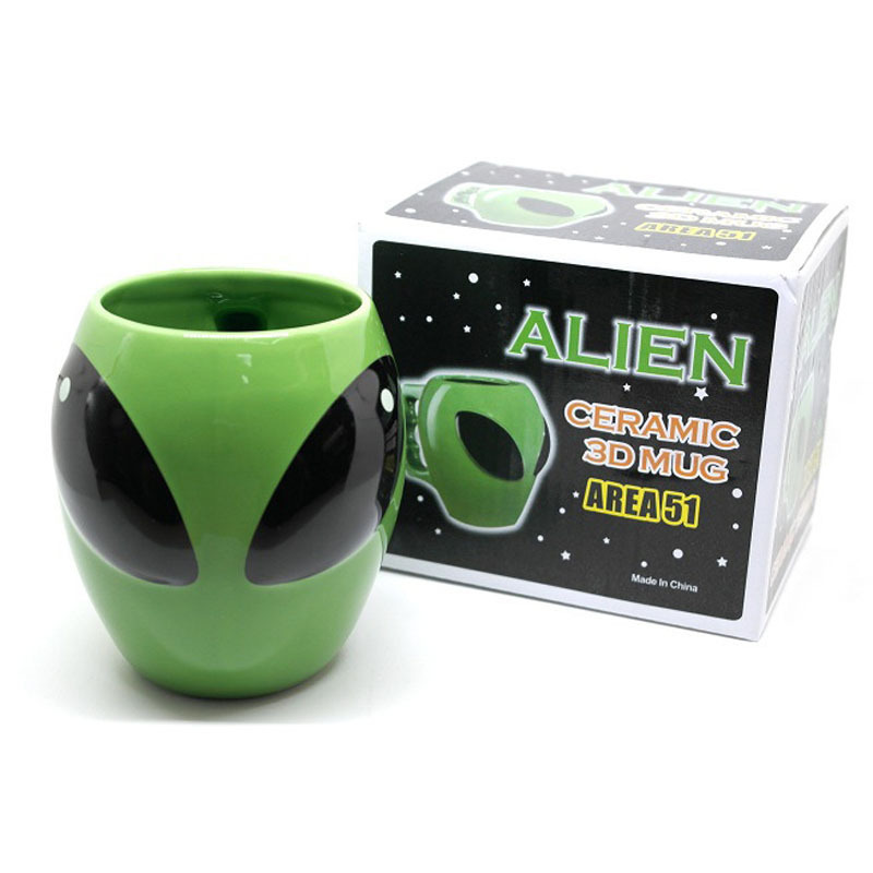 Ceramics 3D Alien Alien Mug Creative Cartoon Green Birthday Gift Drinking Glass