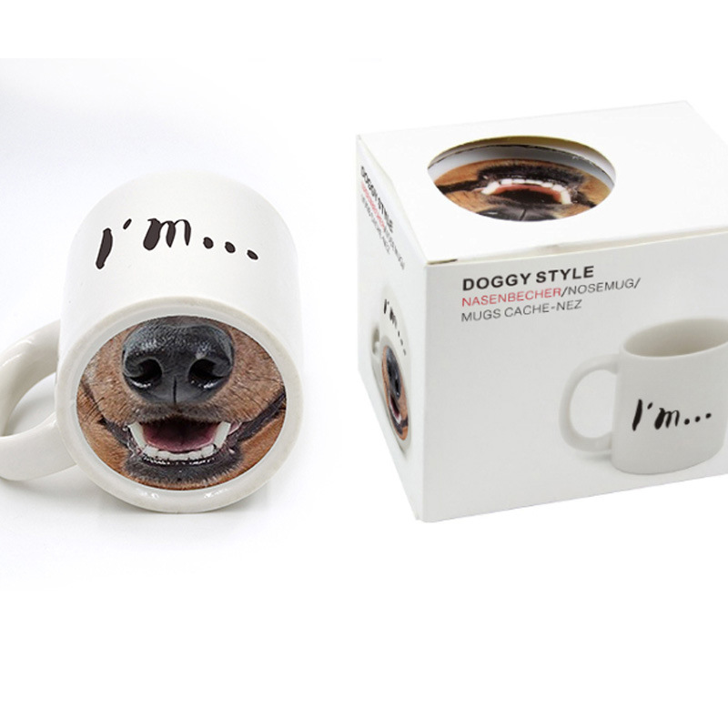 Spoof Funny Dog Nose Porcelain cup Spoof animal pet Mug Coffee Cup